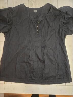 Converse One Star Black Peasant Blouse Top Size 3 Puff Sleeve Boho Cottagecore